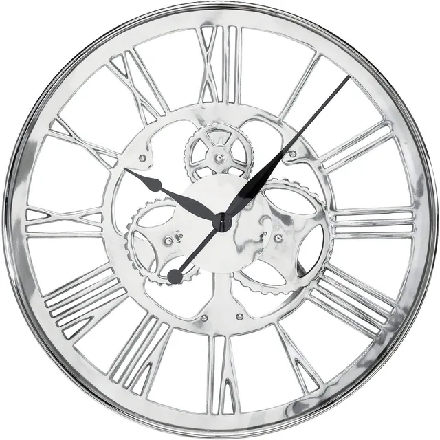 kare-design-wanduhr-gear-silber-60-cm-aluminium-quarzuhr image 1