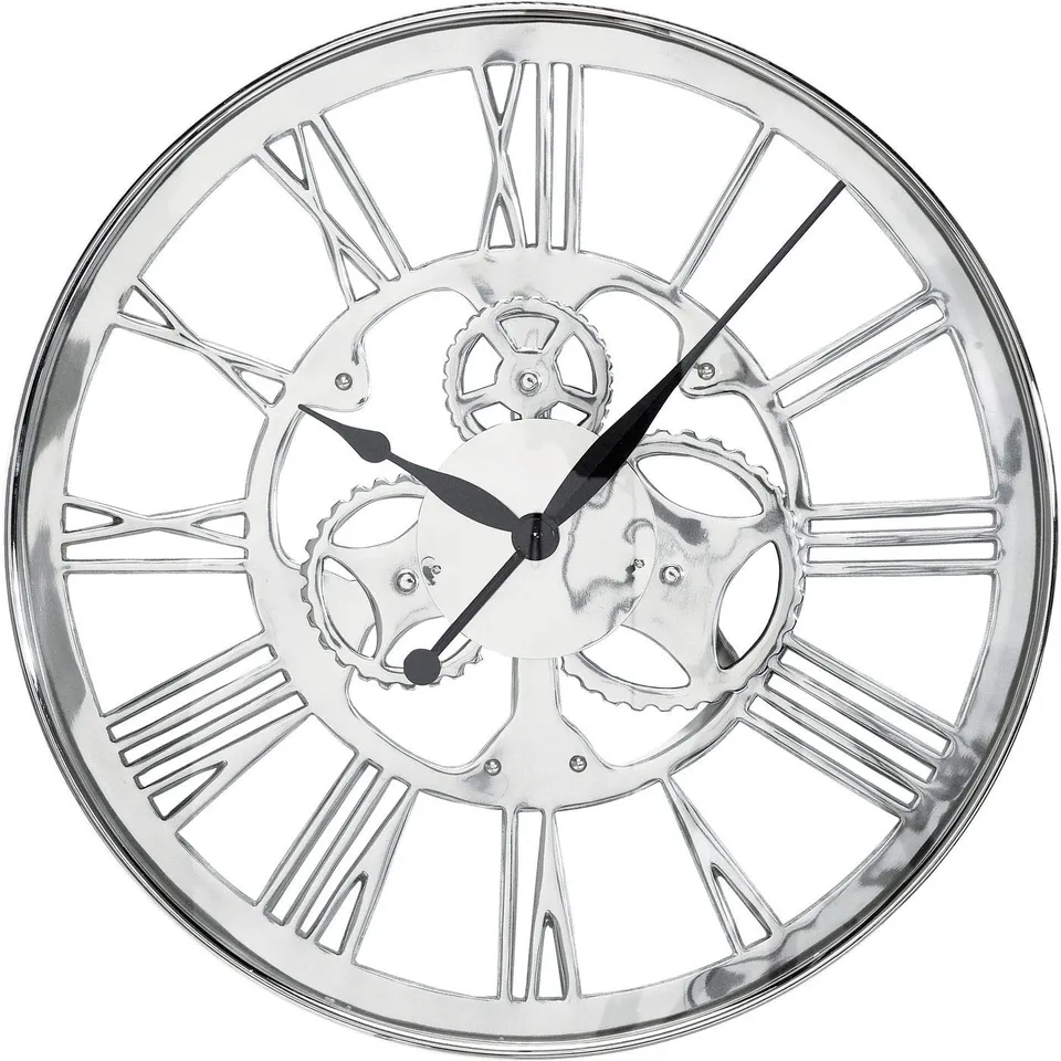 kare-design-wanduhr-gear-silber-60-cm-aluminium-quarzuhr image 1