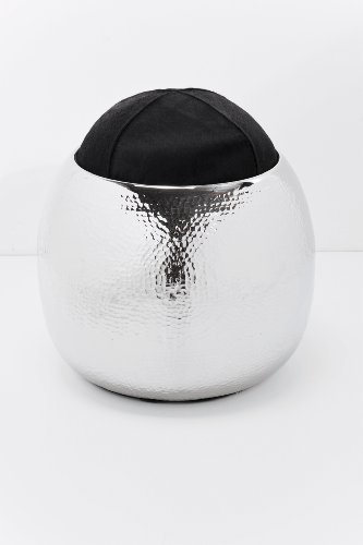 kare-design-hammered-fur-hocker-aluminium-mit-kuhfell-auflage image 3