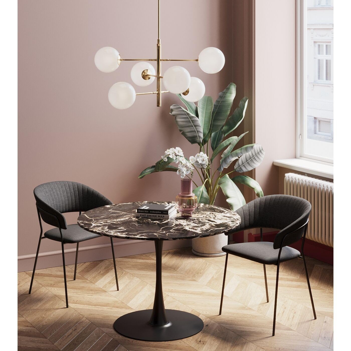 kare-design-schickeria-tisch-rund-schwarz-marmor-optik-d110-cm image 5