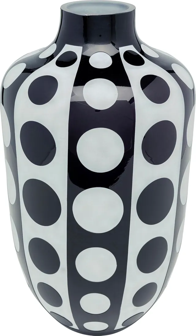 kare-design-vase-brillar-45-cm-glasvase-schwarz-wei-mit-polka-dots image 1