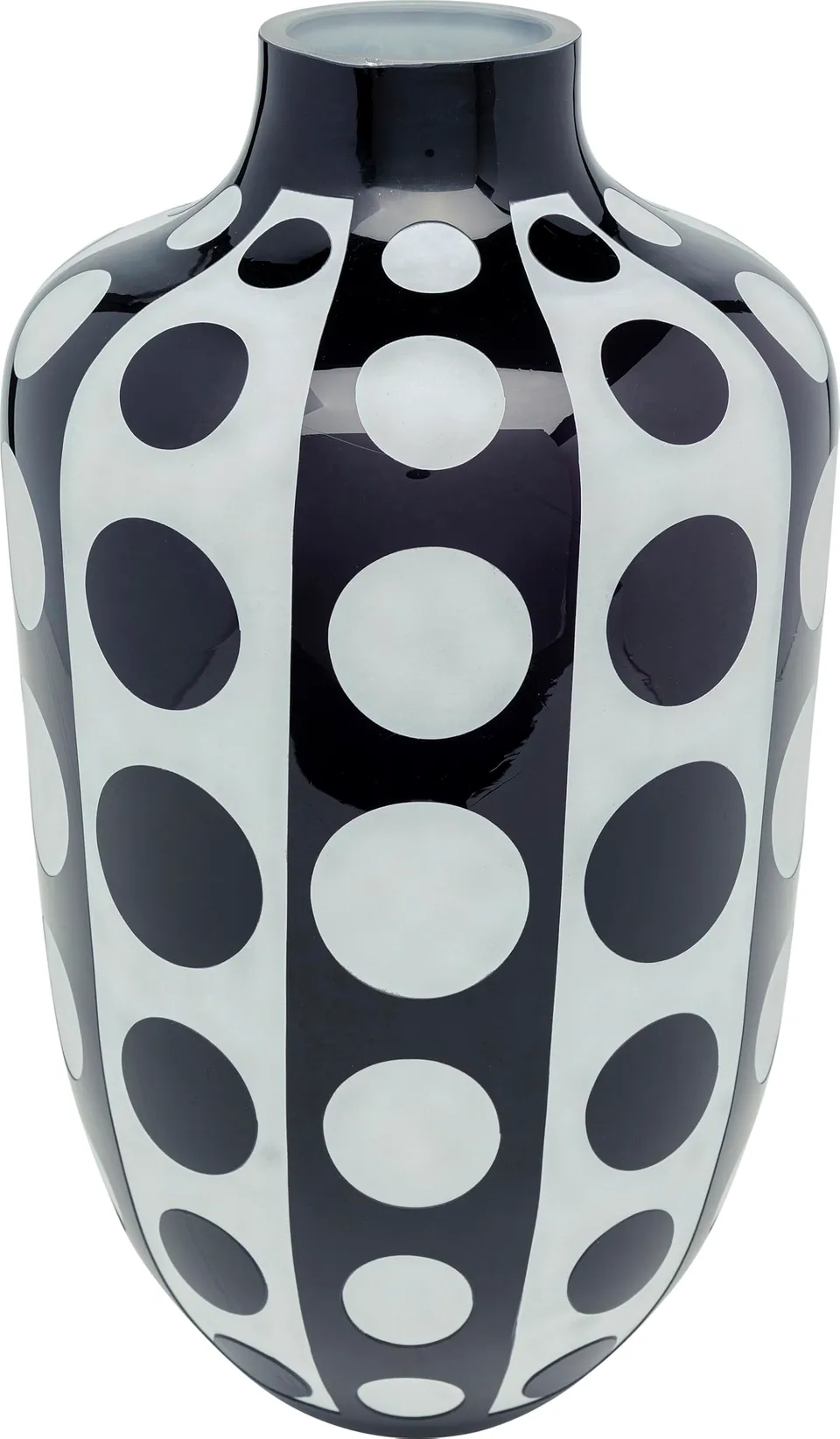 kare-design-vase-brillar-45-cm-glasvase-schwarz-wei-mit-polka-dots image 1