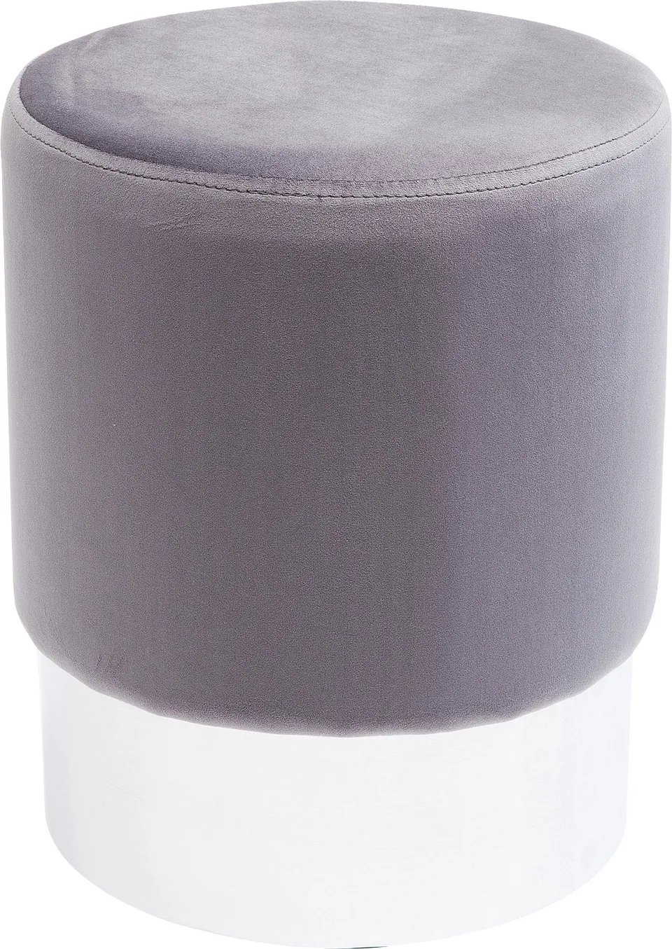kare-design-polsterhocker-cherry-brass-samthocker-rund-hellgrau-silber-42x35x35- image 1