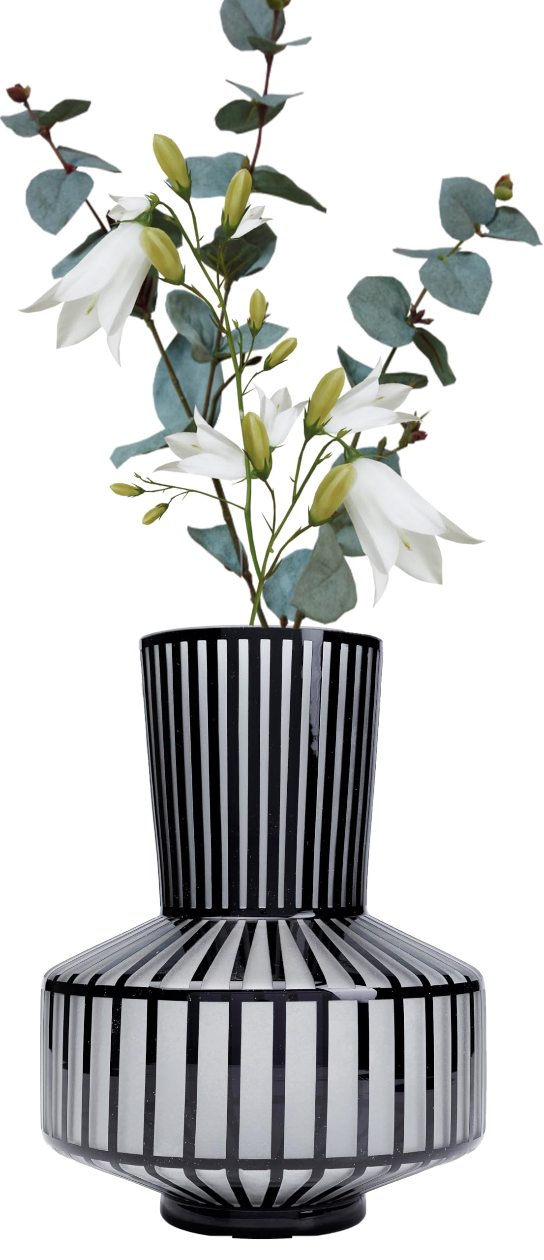 kare-design-vase-roulette-schwarz-wei-glas-31cm-streifen-blumenvase image 1