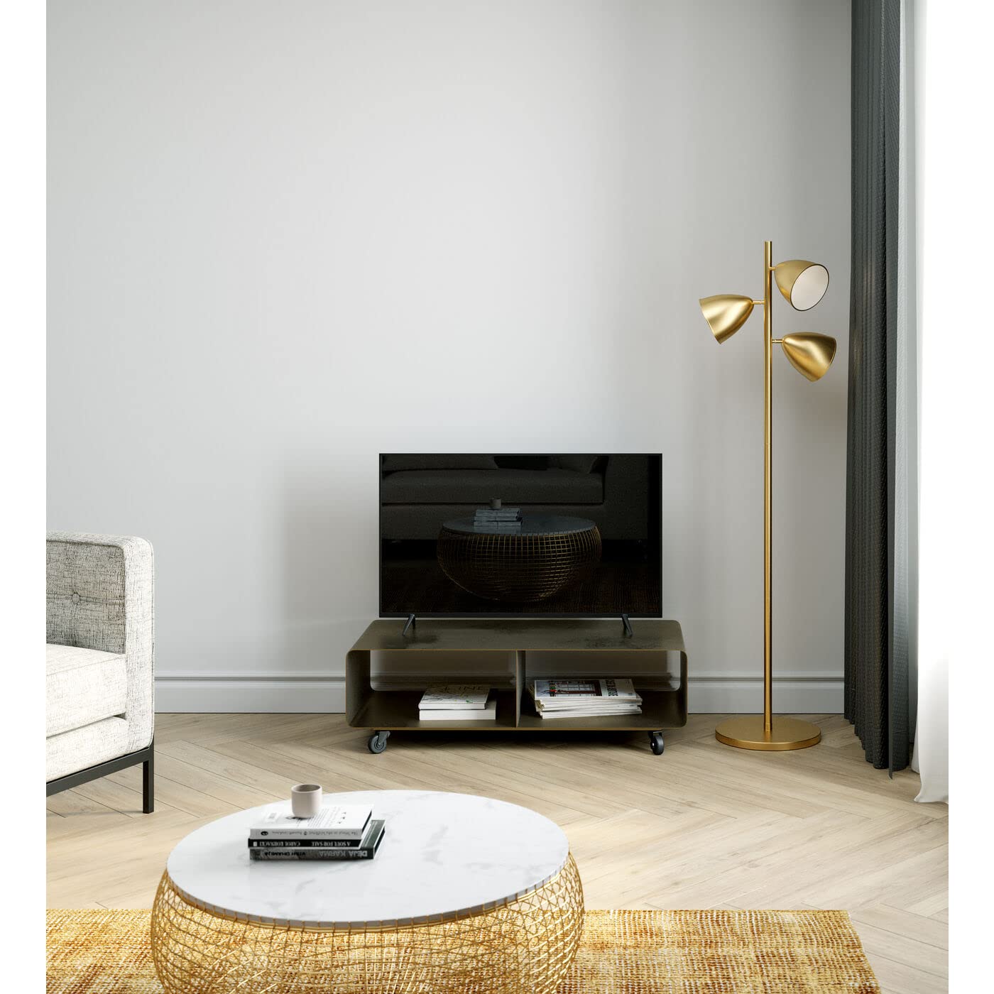 kare-design-tv-board-lounge-m-mobil-bronze-rollbares-lowboard-30x90x42-cm image 2