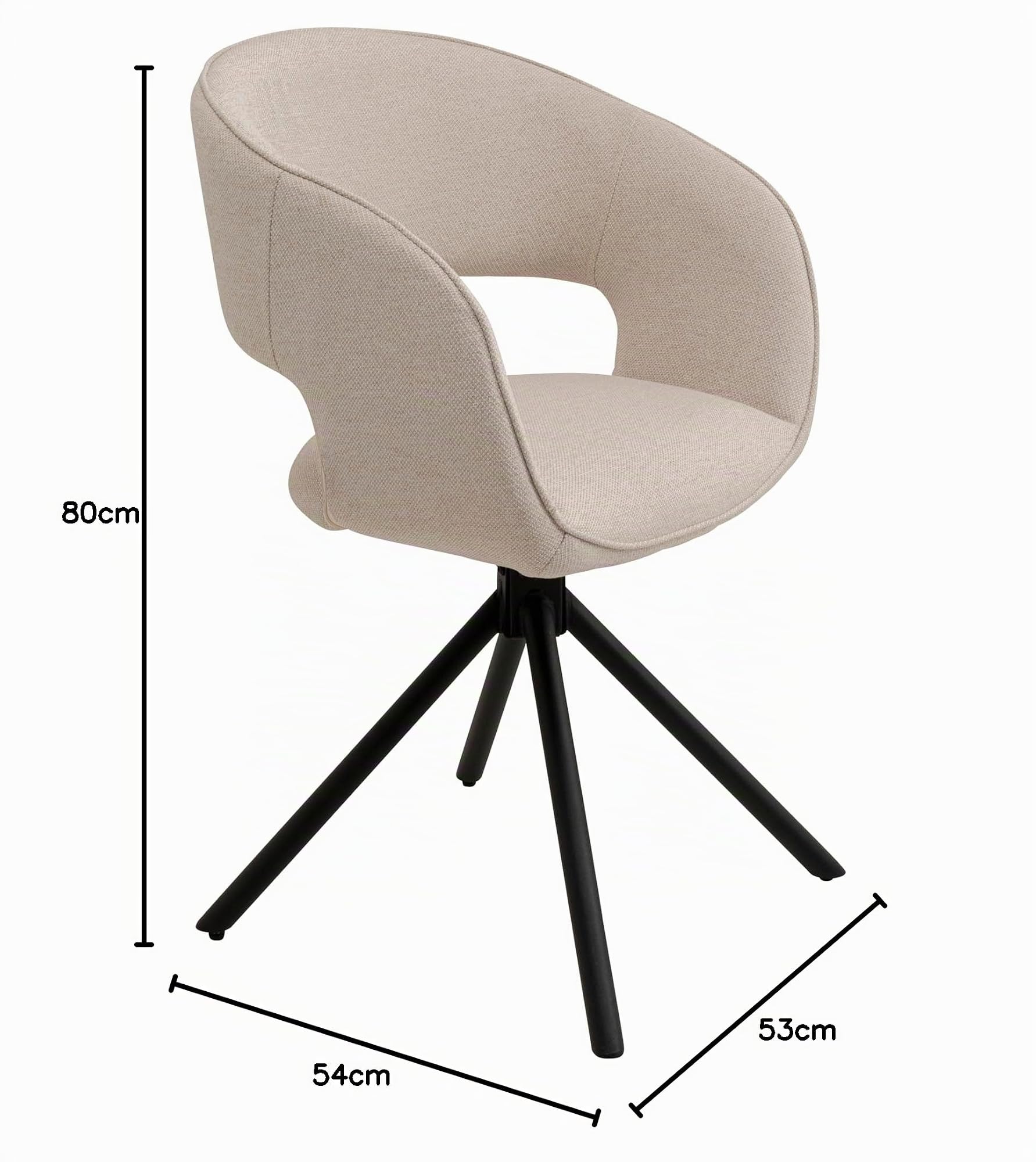kare-design-drehstuhl-gina-schwarz-beige-80x54x53-cm-drehbar image 3