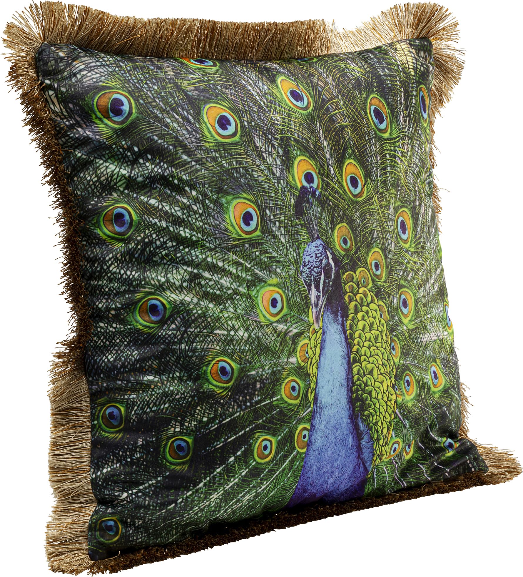 kare-design-kissen-peacock-45x45-cm-pfau-samtoptik-mit-fransen image 2