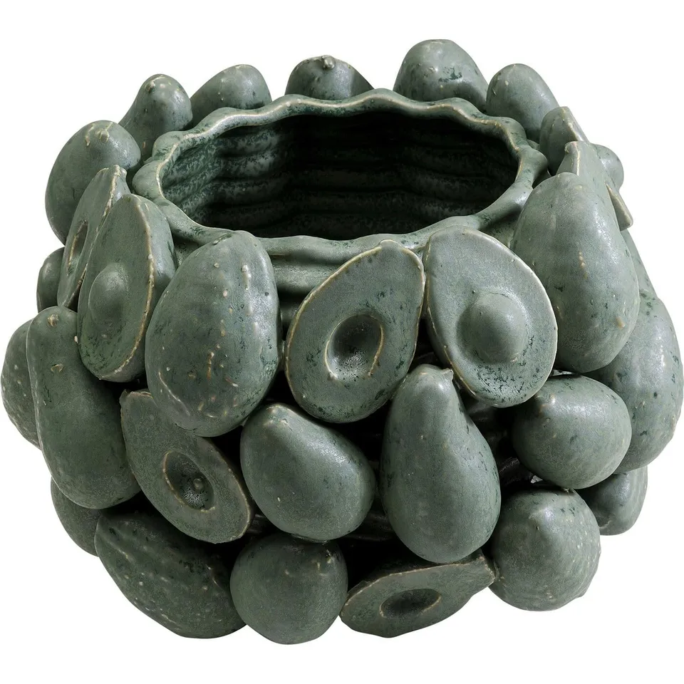 kare-design-vase-avocados-gr-n-handbemalt-23-cm-kleine-deko-tischvase-unikat image 1