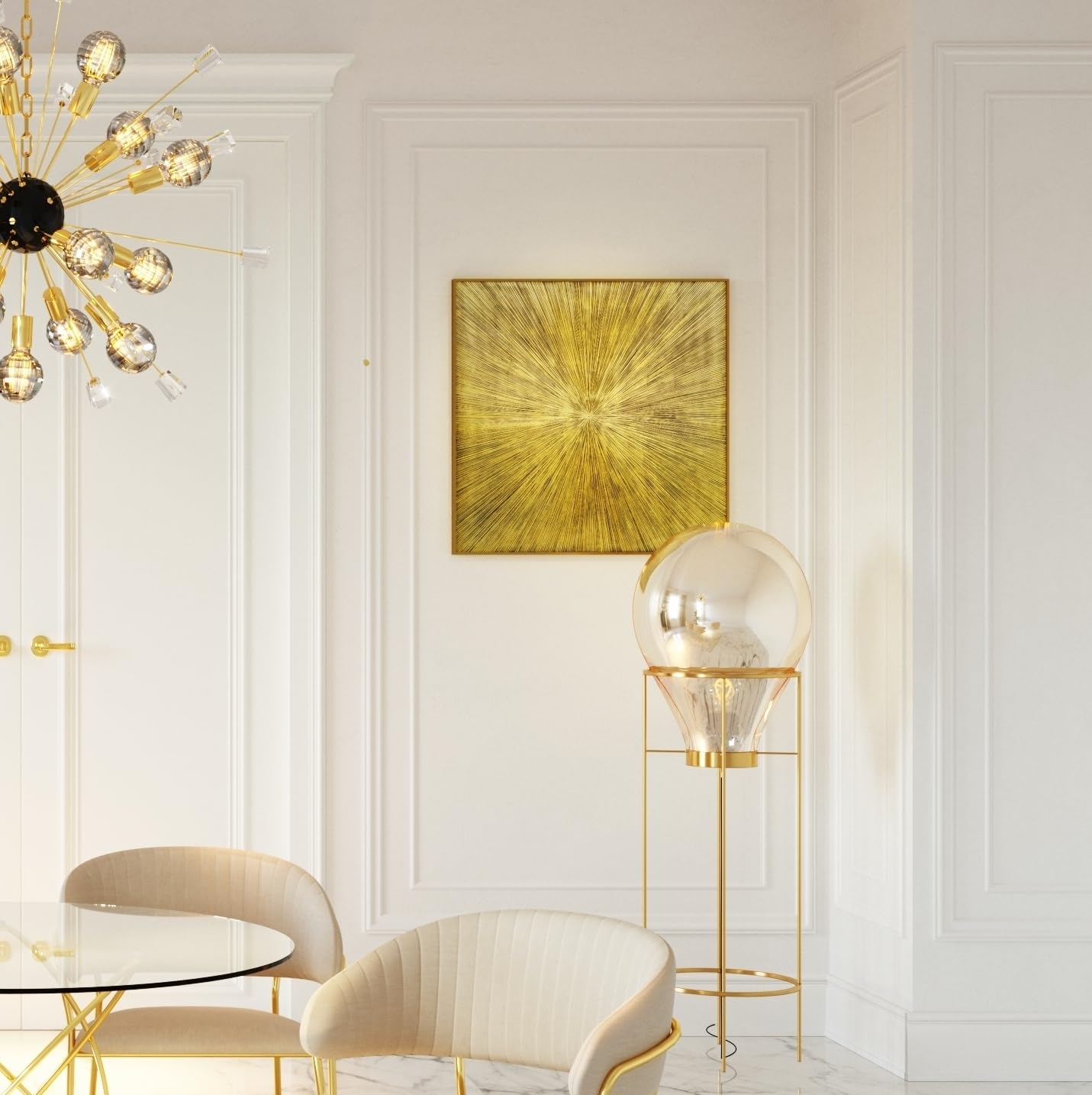kare-design-illumino-objektbild-gold-80x80x4-cm-massivholz-rahmen image 2