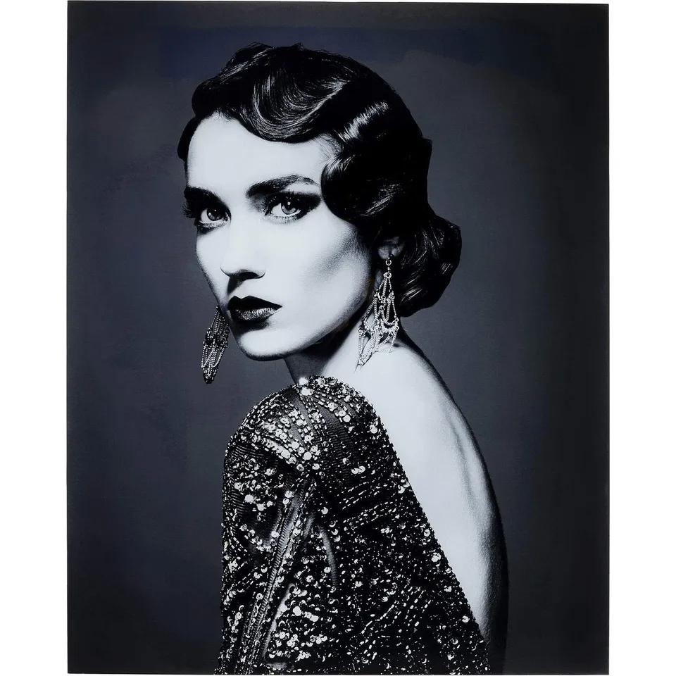 kare-design-glasbild-beauty-lady-mehrfarbig-hochformat-150x120-cm image 1