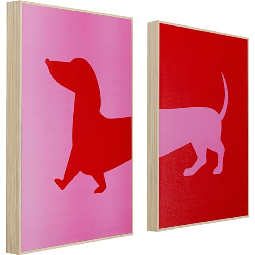 kare-design-wandbild-dog-frankie-2er-set-40x30-cm-rot-pink-gerahmt image 8
