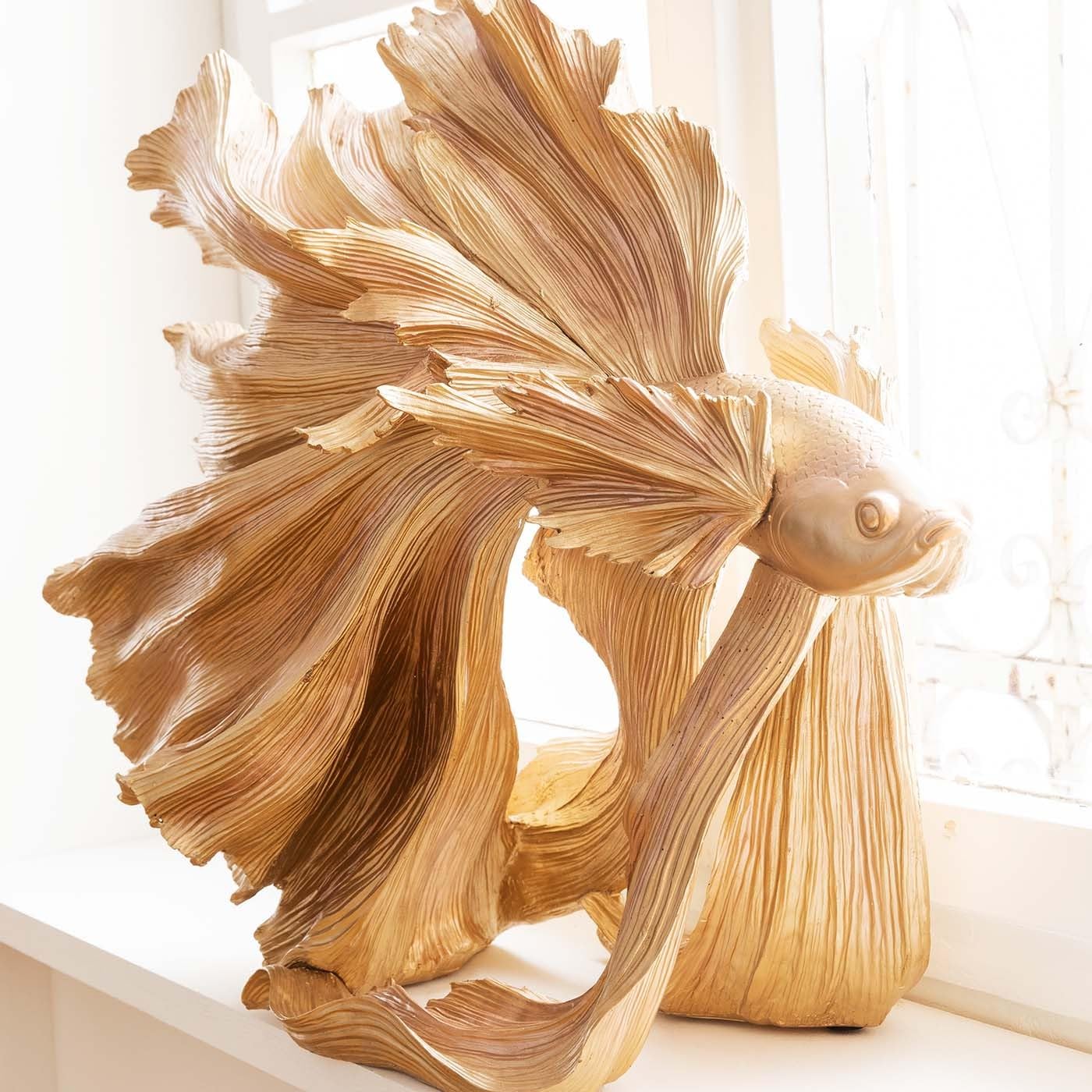 kare-design-deko-figur-betta-fish-gold-57x63x34cm image 2