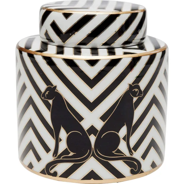 kare-design-panther-deko-gef-dose-16-cm-schwarz-wei-gold image 1