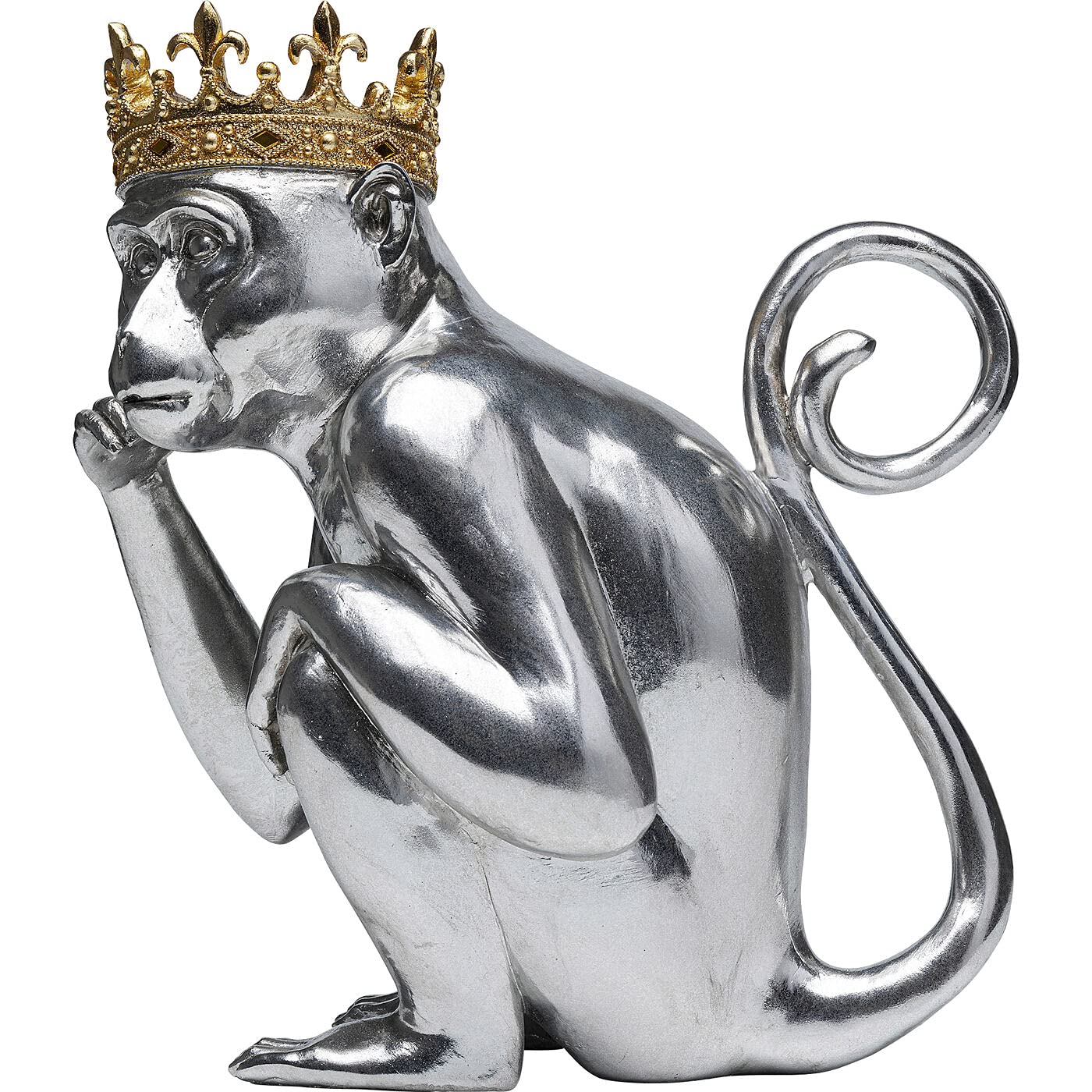 kare-design-deko-figur-king-lui-silber-35-cm-affe-mit-krone image 2