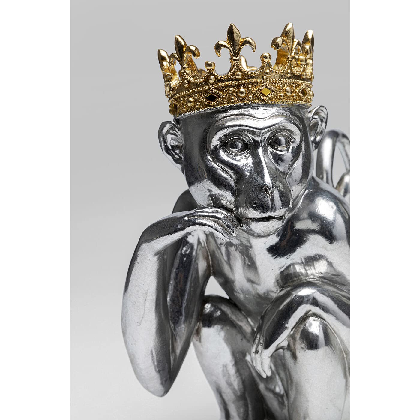 kare-design-deko-figur-king-lui-silber-35-cm-affe-mit-krone image 3