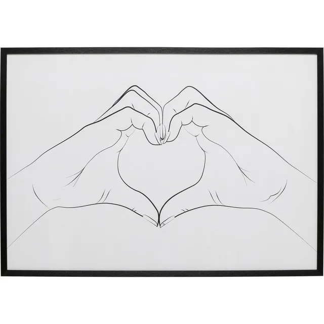 kare-design-heart-hands-wandbild-103x73-cm-schwarz-wei-gerahmt image 1