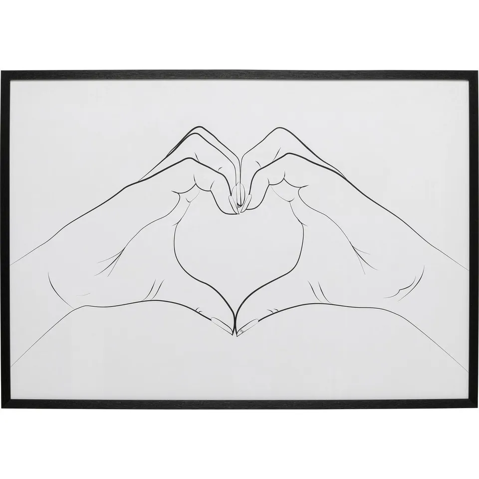 kare-design-heart-hands-wandbild-103x73-cm-schwarz-wei-gerahmt image 1