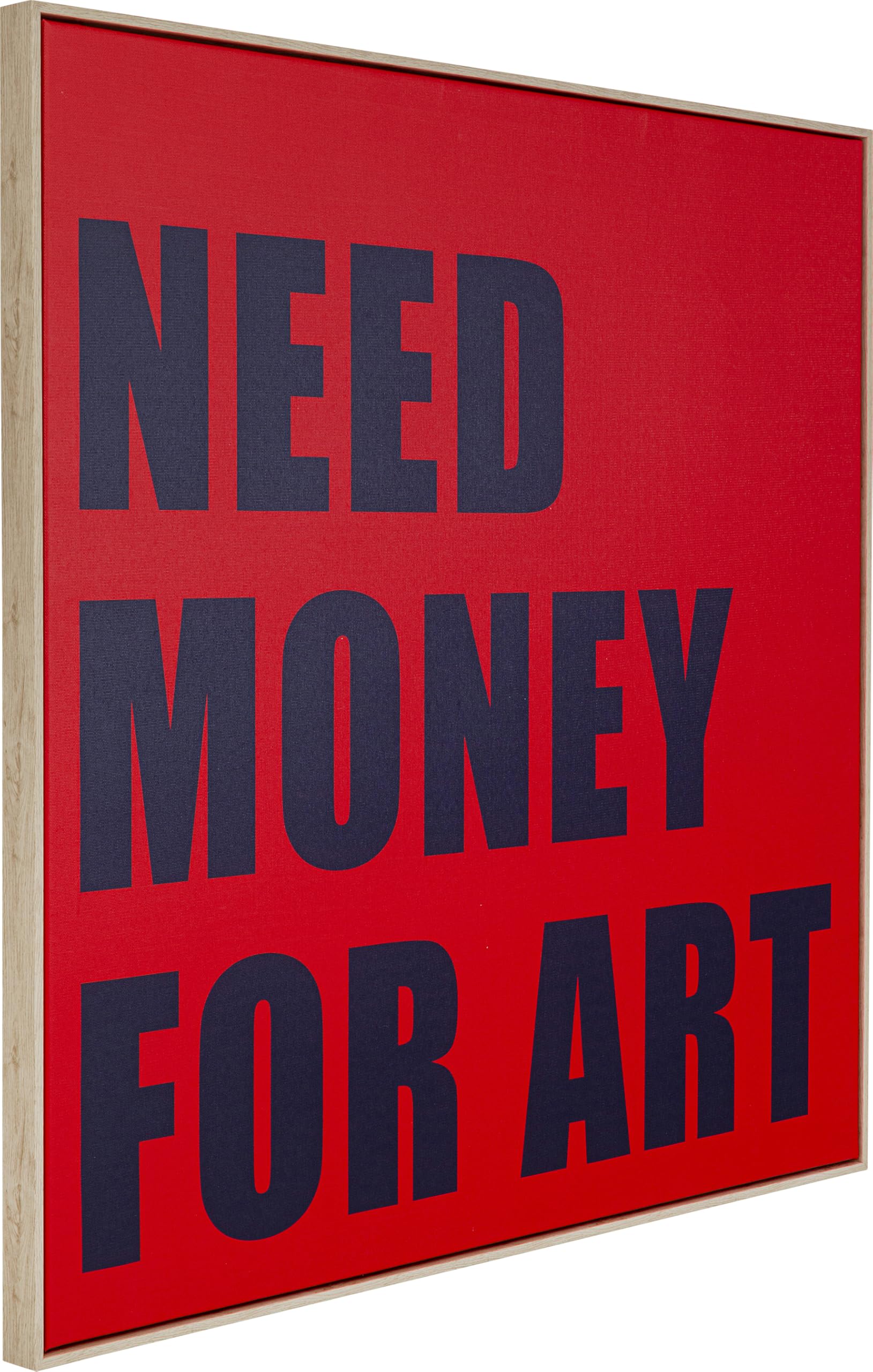 kare-design-need-money-wandbild-gerahmt-rot-blau-80x80-cm image 2
