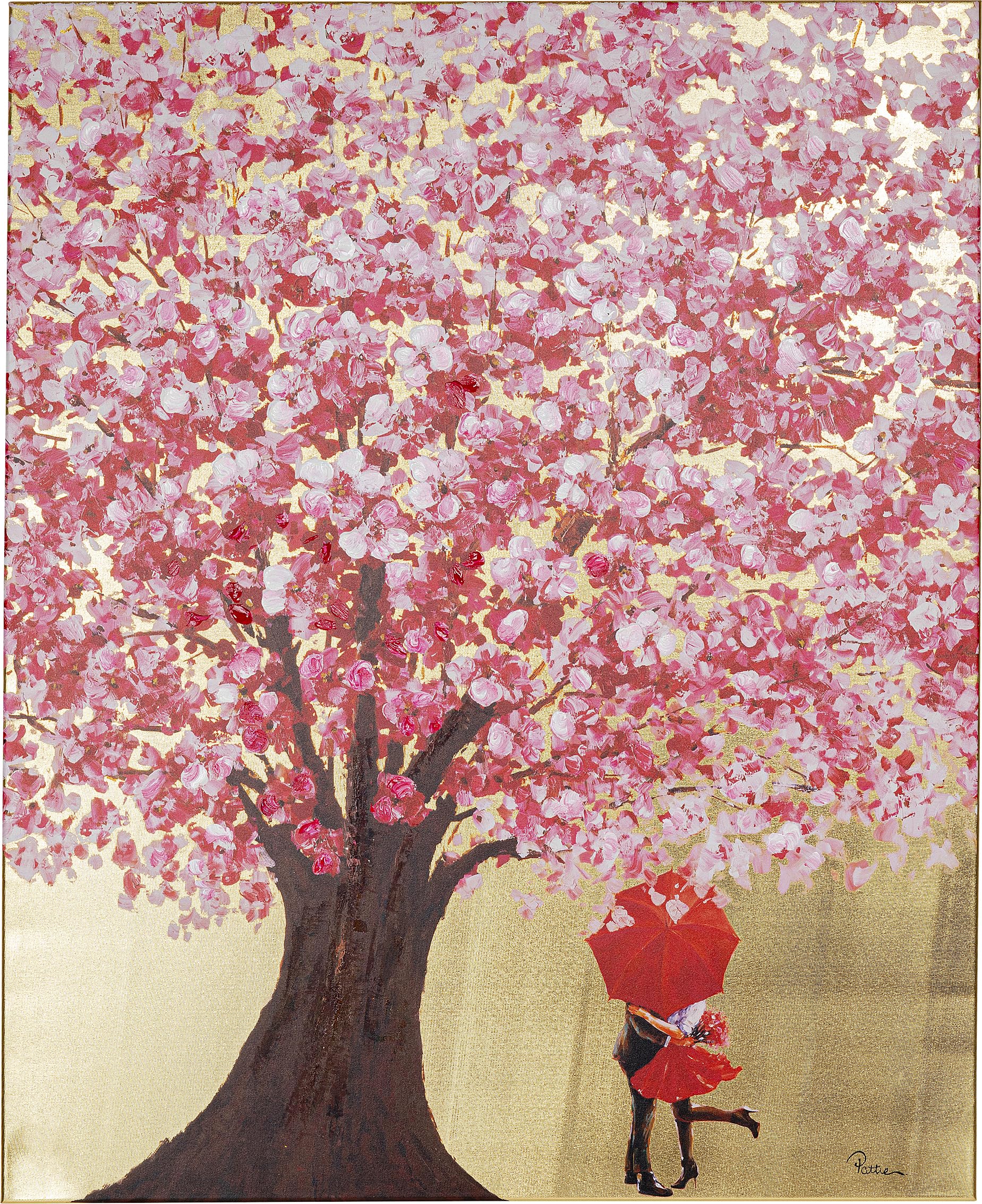 kare-design-bild-touched-flower-couple-gold-pink-wandbild-100x80-cm-mit-rahmen image 1