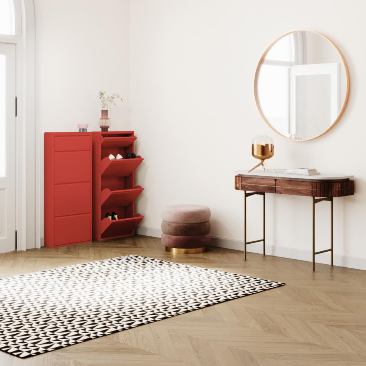 kare-design-schuhschrank-caruso-rot-metall-115x50x15-cm image 2