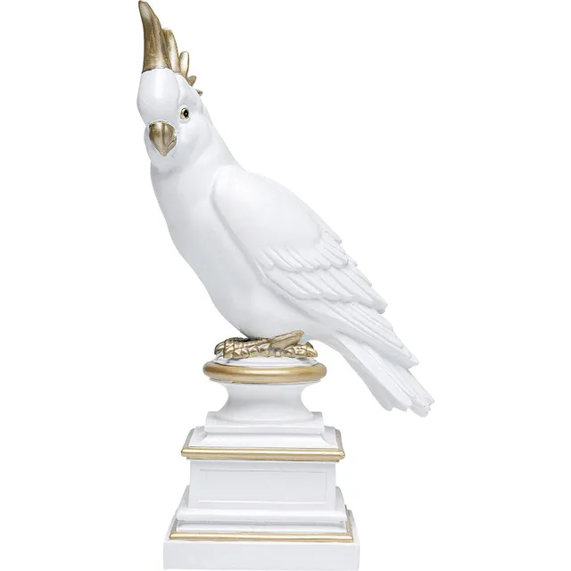 kare-design-deko-objekt-proud-parrot-papagei-37x22x15-cm-wei-gold image 1