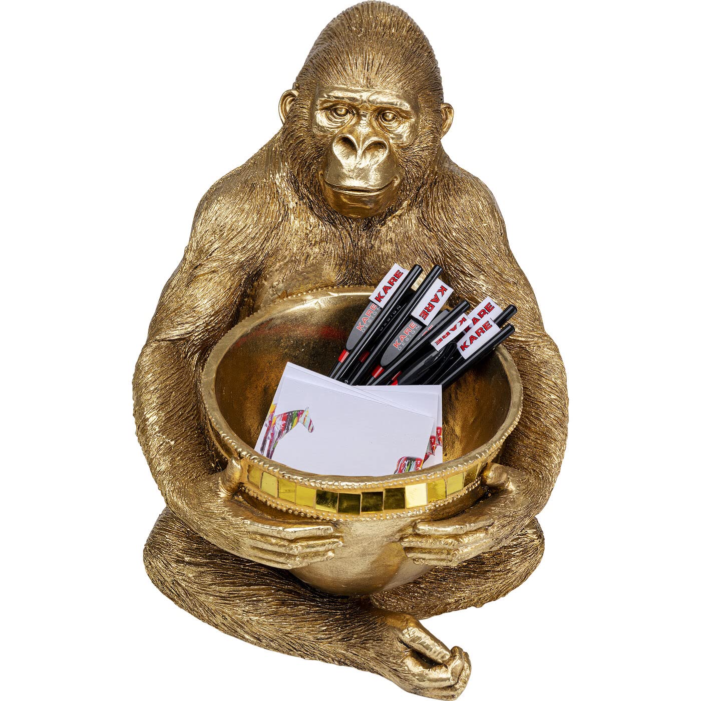 kare-design-figur-gorilla-holding-bowl-41-cm-gold-mit-schale image 1