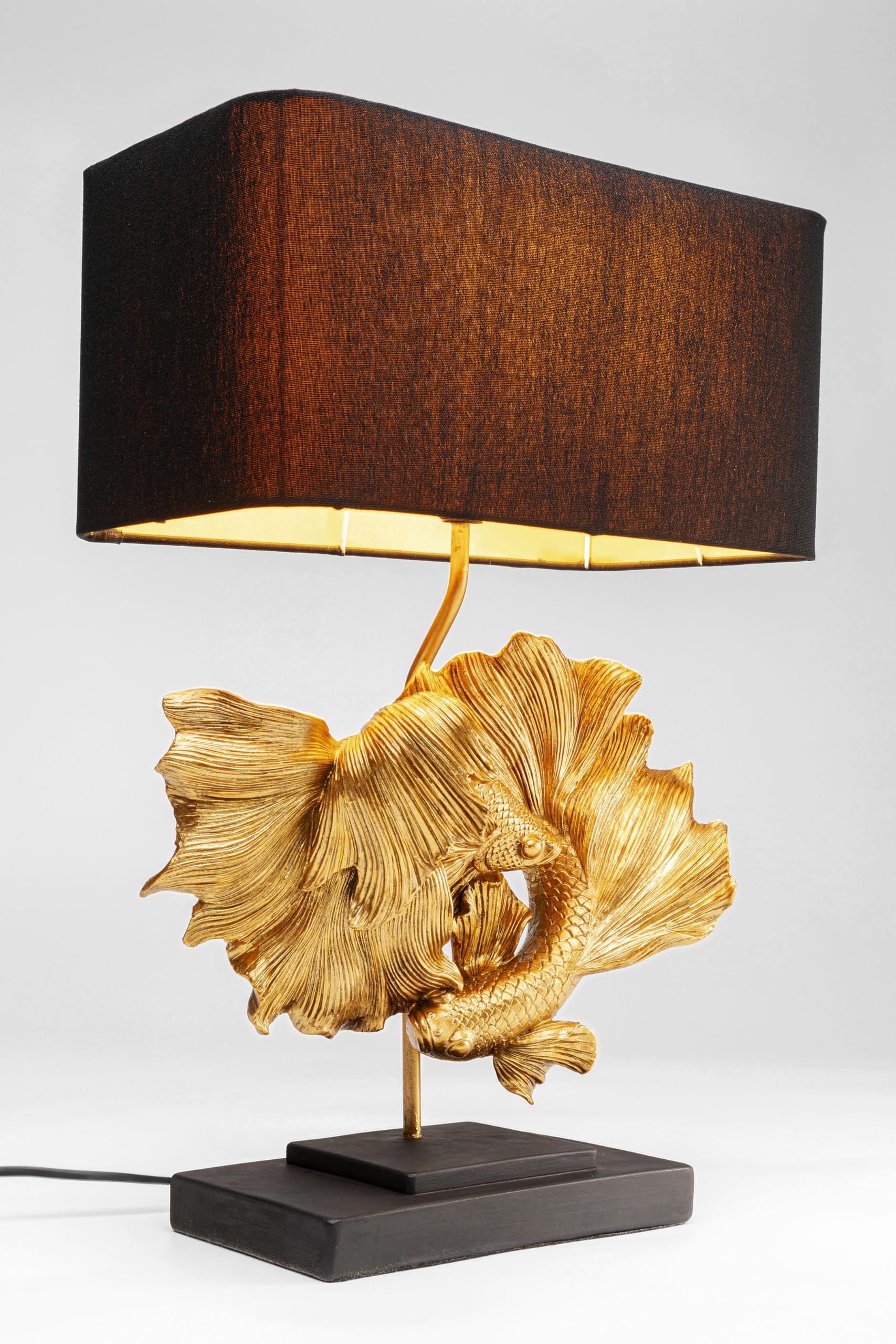 kare-design-tischleuchte-betta-fish-gold-schwarz-e27-leinen-schirm image 3