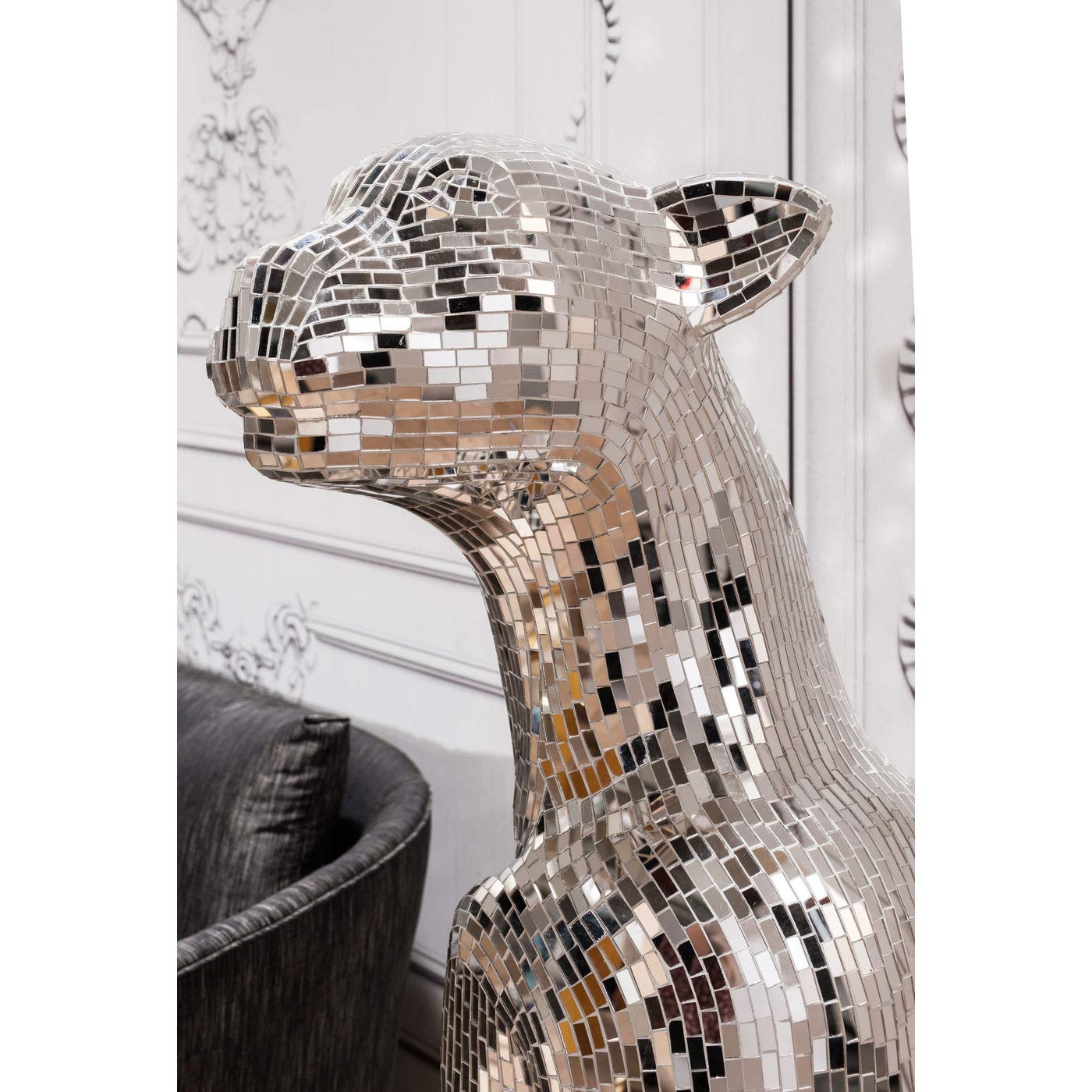 kare-design-welcome-panther-links-xl-silber-mosaik-dekofigur-150x68x55-cm image 5