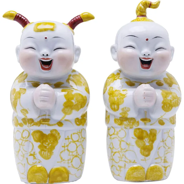 kare-design-dekofigur-happy-kids-2er-set-porzellan-asia-stil-handbemalt image 1