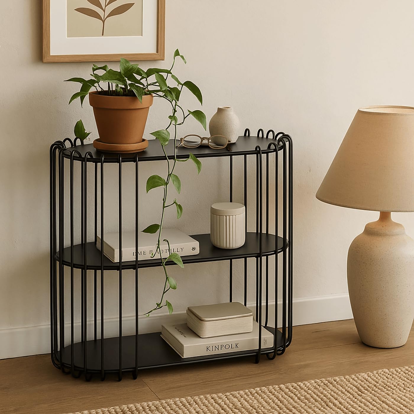 kare-design-wire-konsole-schwarz-78x81x37-cm-sideboard-mit-esg-glas image 2