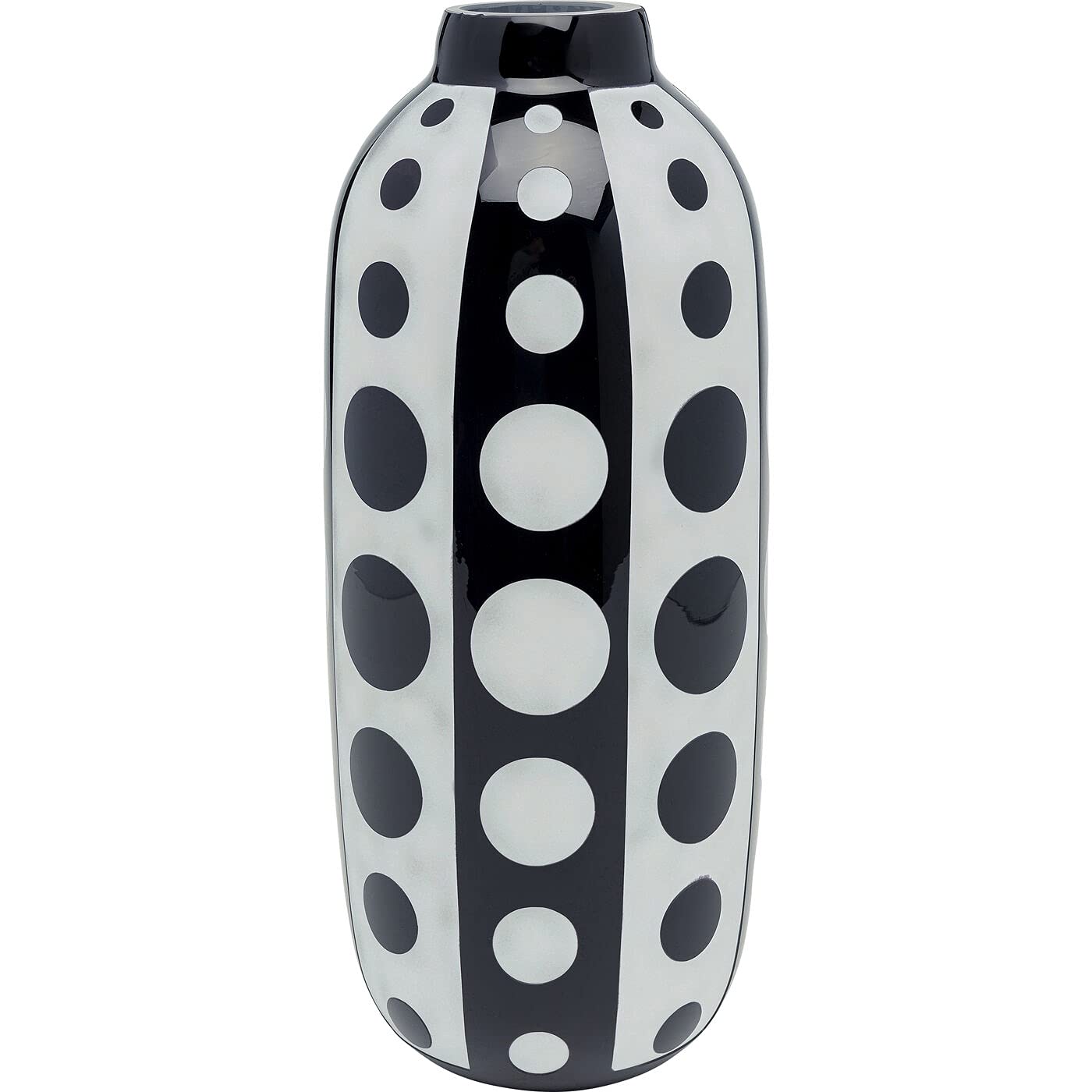 kare-design-brillar-vase-38-cm-schwarz-wei-gepunktet-glas image 1