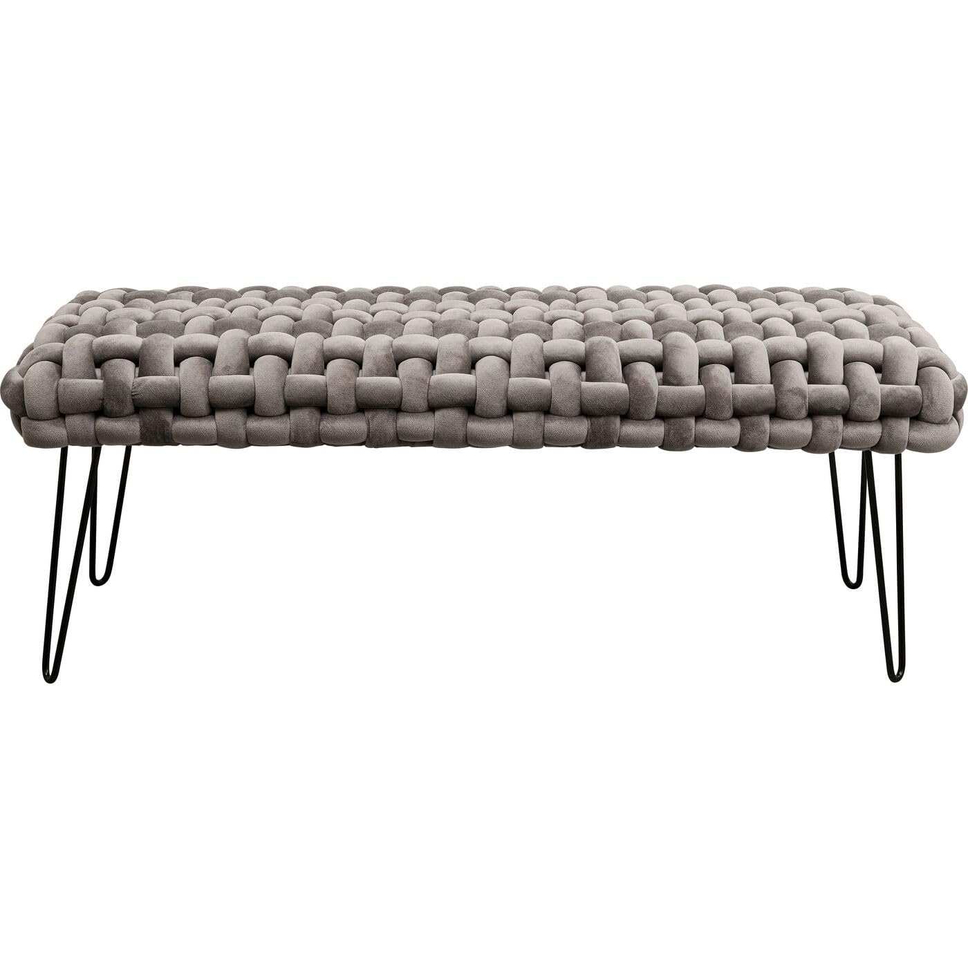 kare-design-bank-weave-samt-grau-128-cm-sitzbank image 1