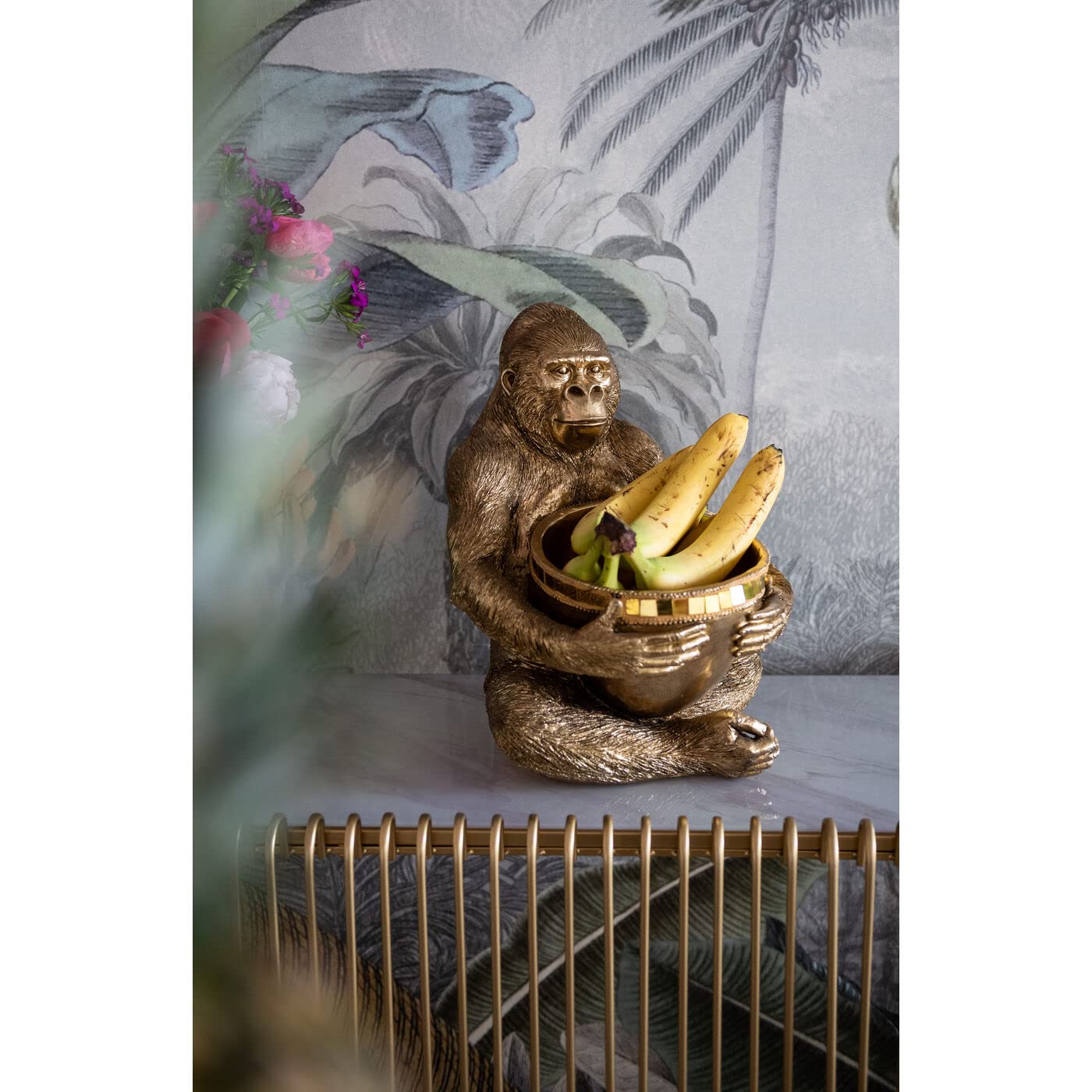 kare-design-figur-gorilla-holding-bowl-41-cm-gold-mit-schale image 2