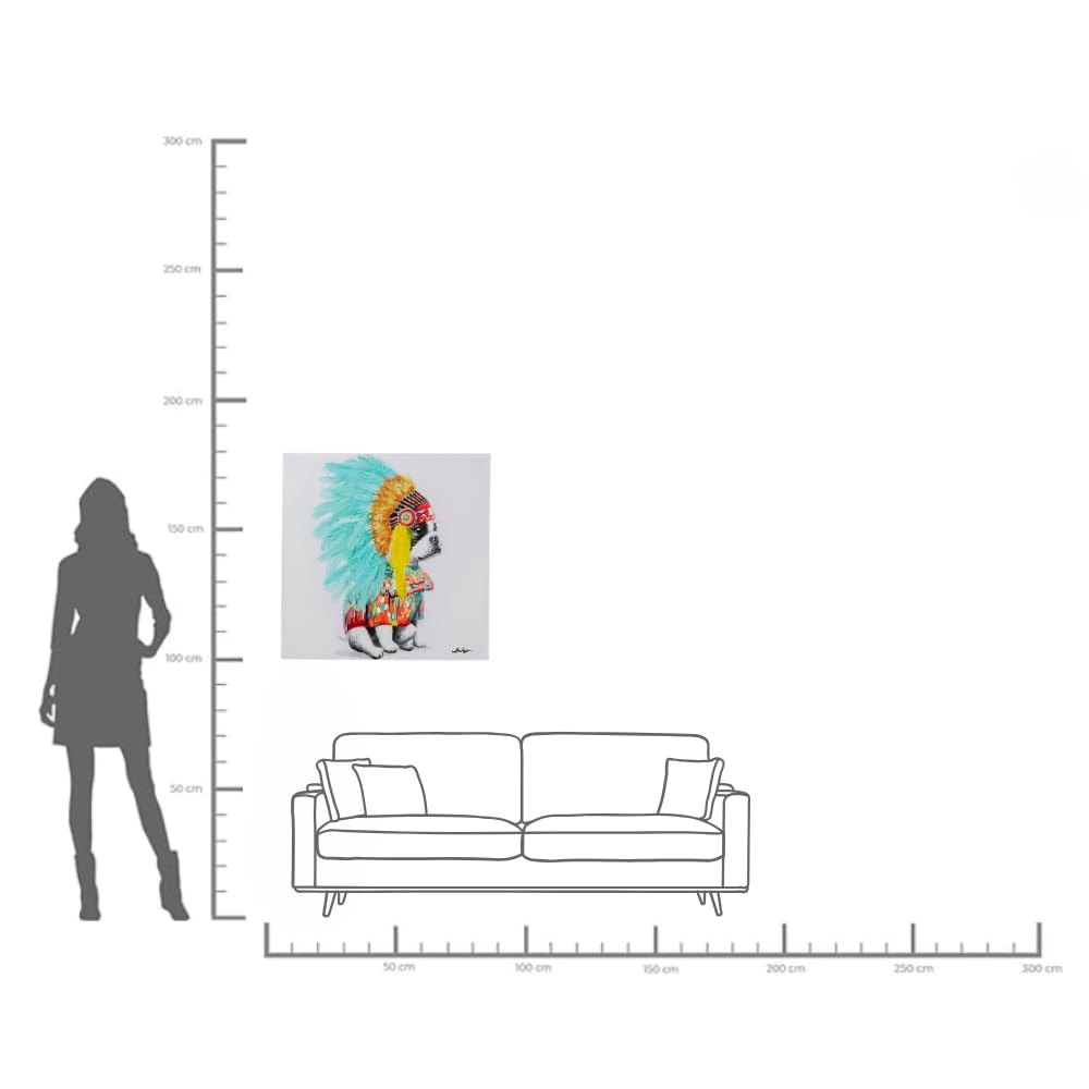 kare-design-headdress-dog-leinwandbild-80x80-cm-hund-mit-federschmuck image 3