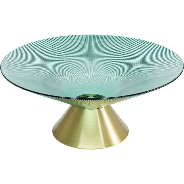 kare-design-schale-birdie-deko-schale-35-cm-glas-gr-n-gold-mit-messingfu image 1
