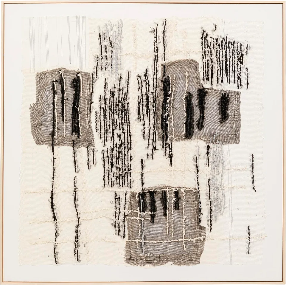 kare-design-leinwandbild-cucito-beige-120x120-cm-handgemalt image 1