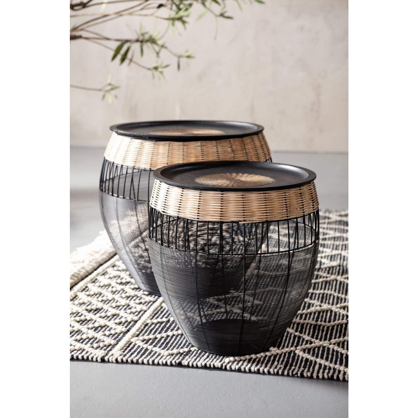 kare-design-african-drums-beistelltisch-2er-set-schwarz-braun-48x46x46-cm image 5