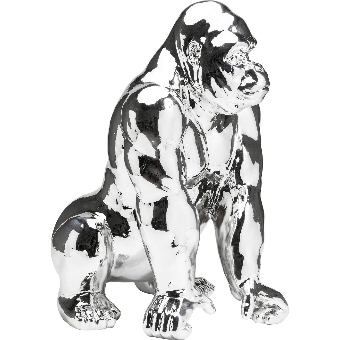 kare-design-deko-figur-gorilla-chrome-57x45-5x38-cm-polyresin-silber image 1