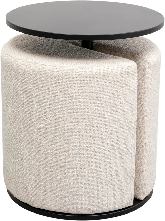 kare-design-better-together-beistelltisch-mit-hocker-2-teilig-creme-schwarz-53x4 image 1