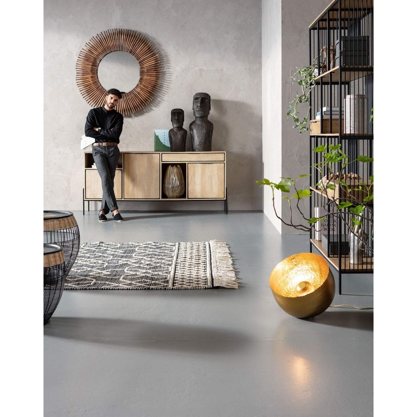 kare-design-spiegel-sunlight-rund-braun-holzrahmen-120cm-122x122x5cm image 6