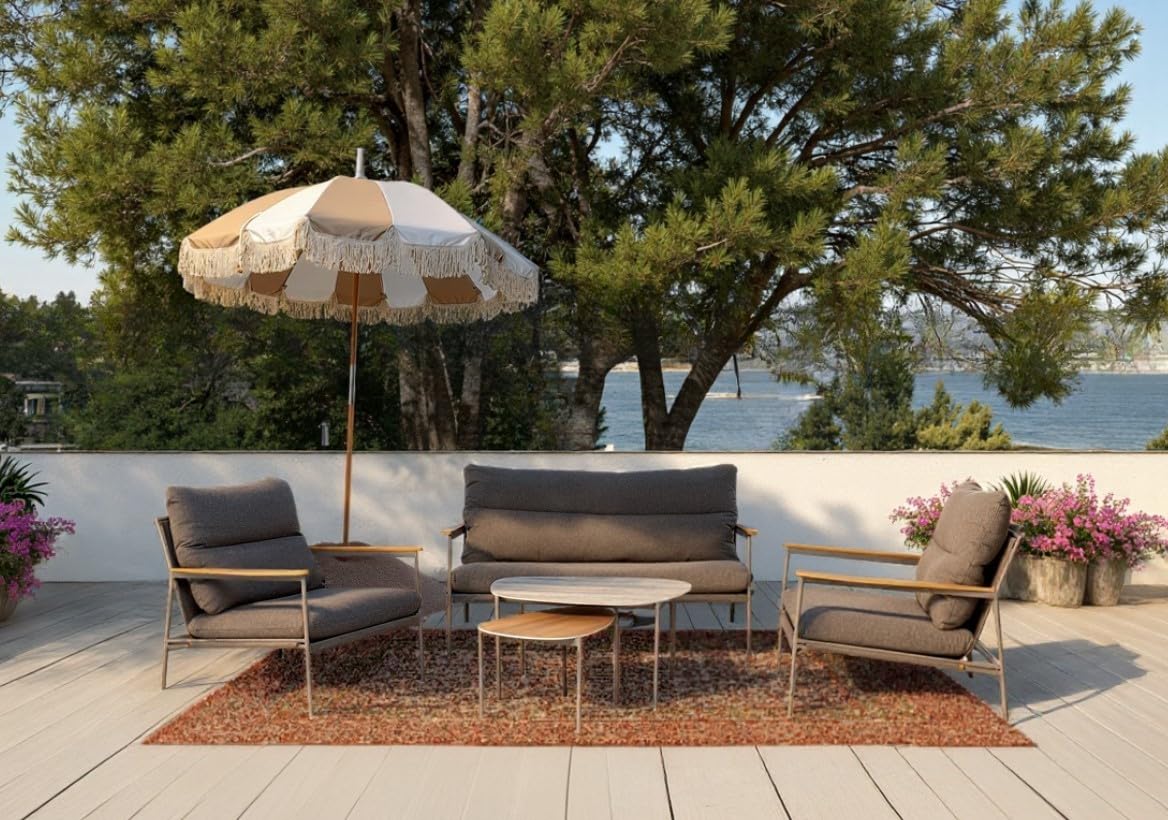 kare-design-sitzgruppe-corsica-creme-outdoor-loungeset-bank-2-sessel-2-tische image 2