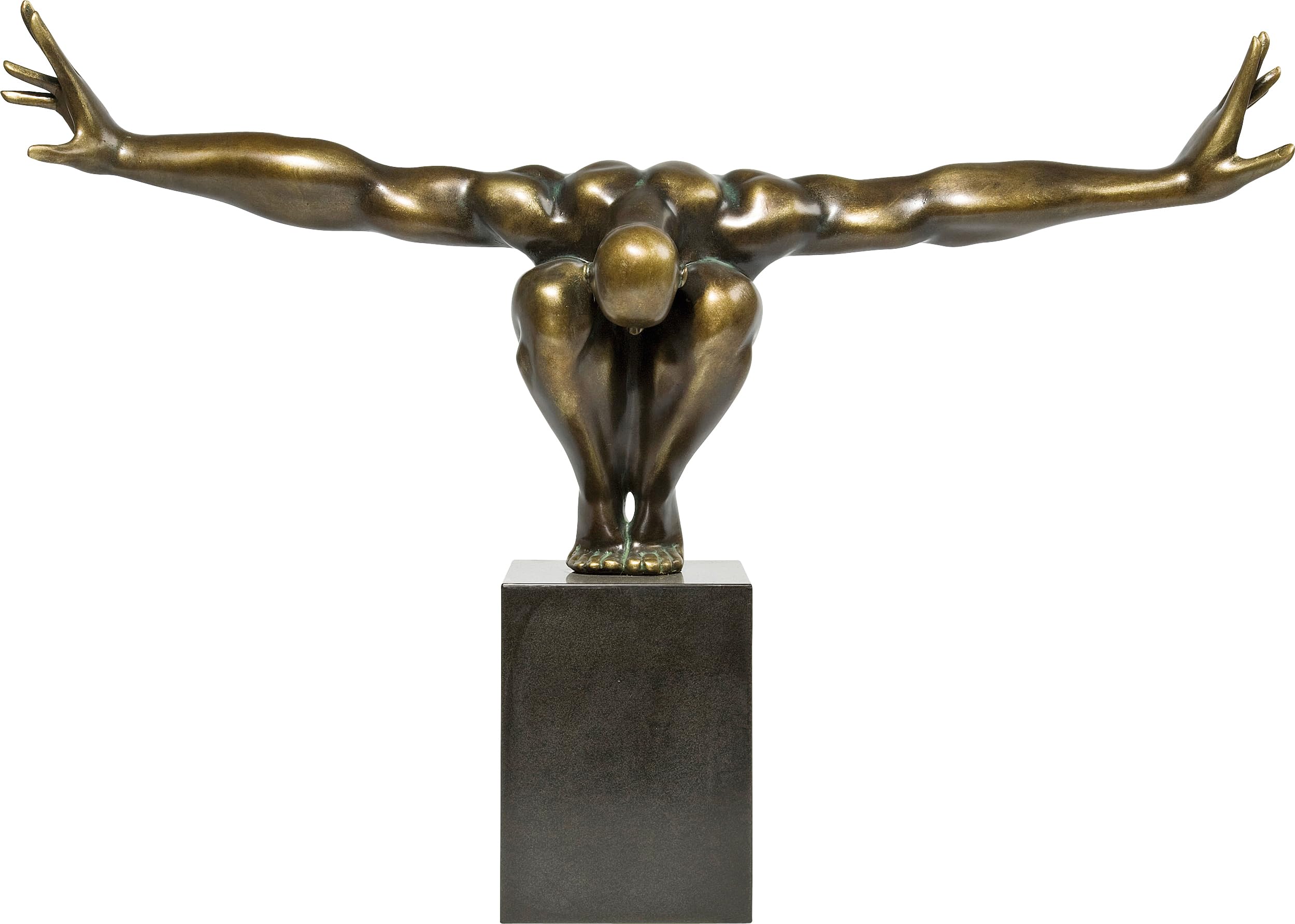 kare-design-deko-objekt-athlet-bronze-skulptur-mit-marmorsockel-52x75x23-cm image 1