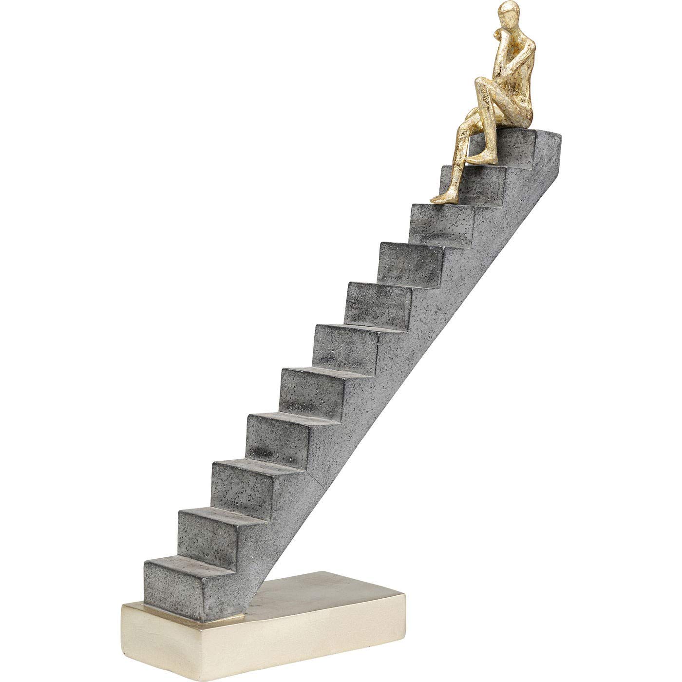 kare-design-deko-objekt-stairway-grau-gold-37-cm-skulptur image 1