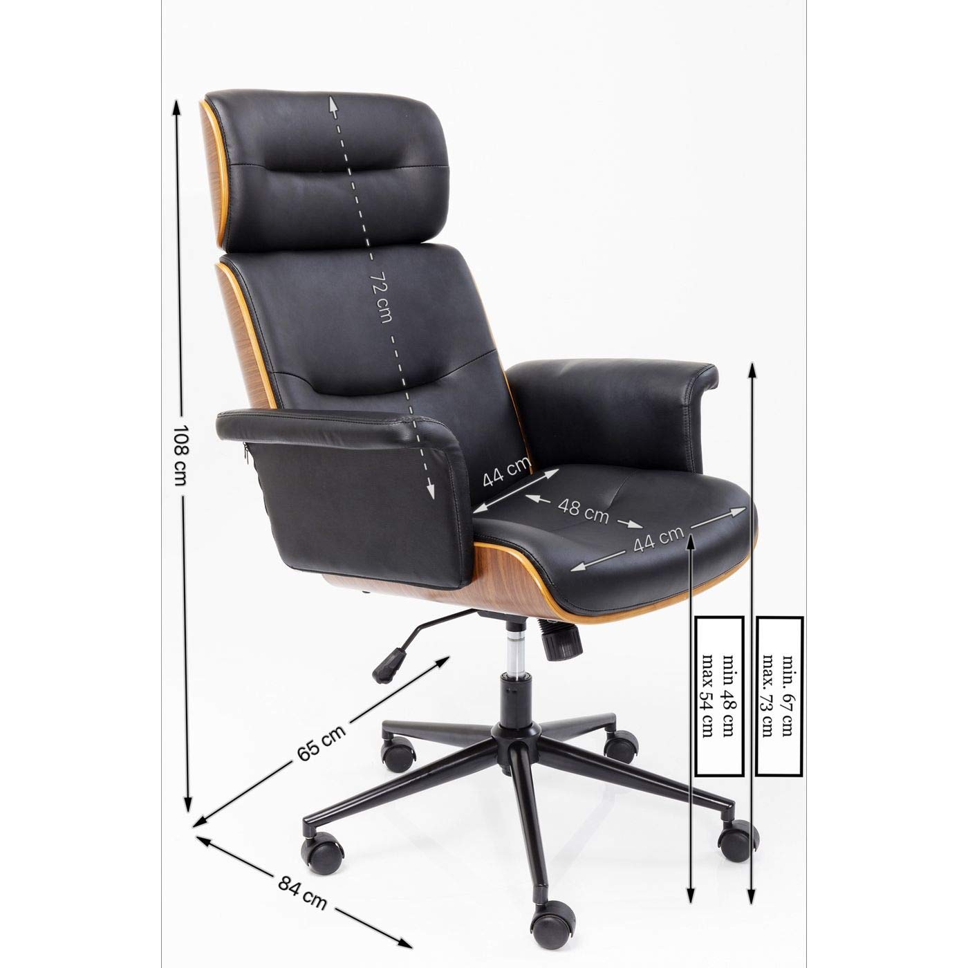 kare-design-b-rostuhl-drehstuhl-schwarz-119x73x76-cm-kunstleder-kippfunktion image 7