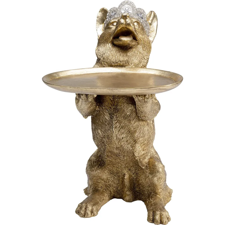 kare-design-deko-figur-royal-standing-corgi-butler-50-cm-gold-mit-tablett image 1
