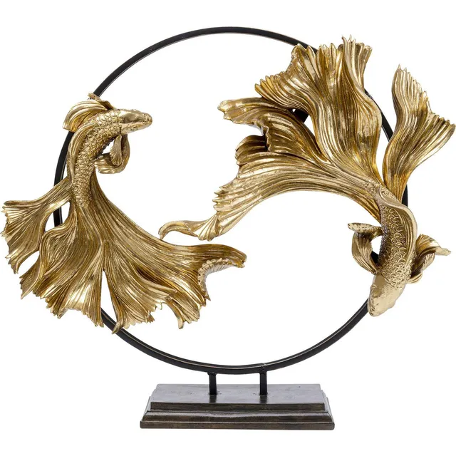 kare-design-deko-objekt-dancing-betta-fishes-gold-65x58x21cm-kampffisch-skulptur image 1