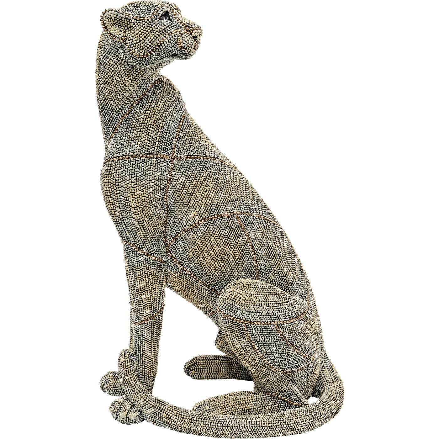 kare-design-deko-figur-sitting-leopard-gold-grau-42x26x17cm-leopard-aus-kunstper image 1