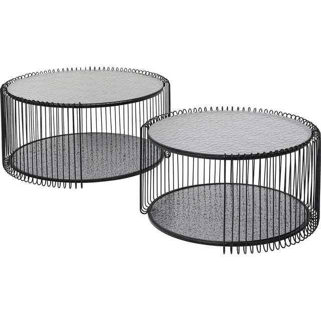 kare-design-couchtisch-wire-double-bubble-2er-set-schwarz-rund-glas-63-cm image 1