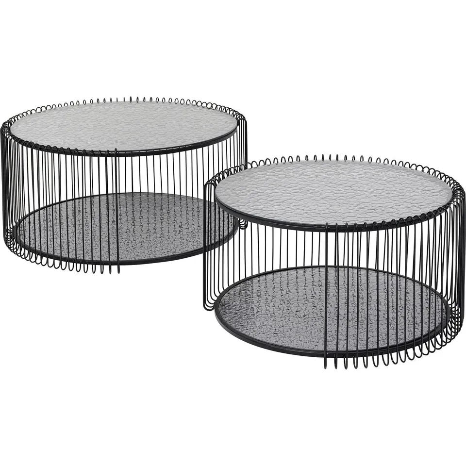 kare-design-couchtisch-wire-double-bubble-2er-set-schwarz-rund-glas-63-cm image 1