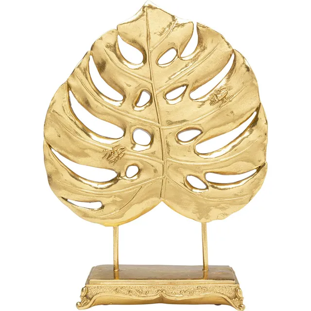 kare-design-deko-objekt-monstera-leaf-gold-36-cm-blatt-monstera-skulptur image 1